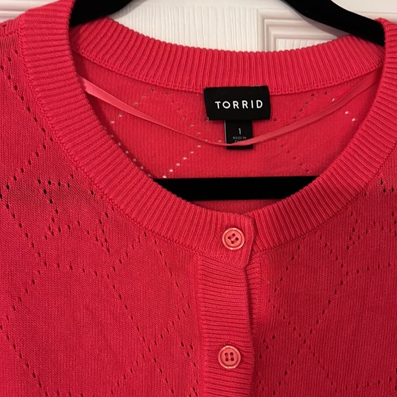 Torrid hot pink button up cardigan sweater size 1 NWT - Picture 4 of 6